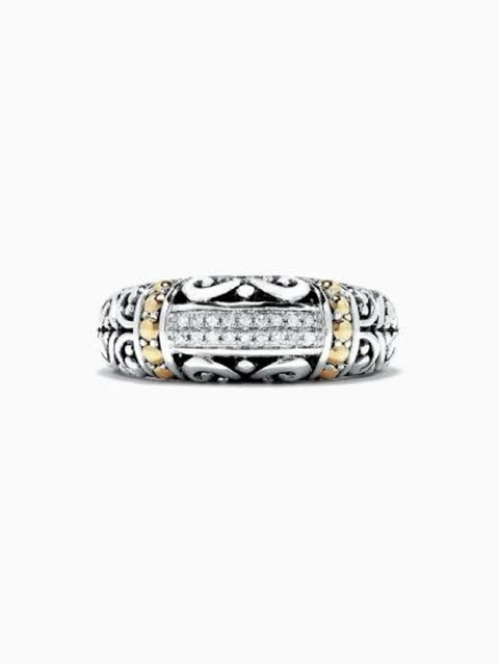 Effy Sterling Silver and Gold Accented Diamond Ring